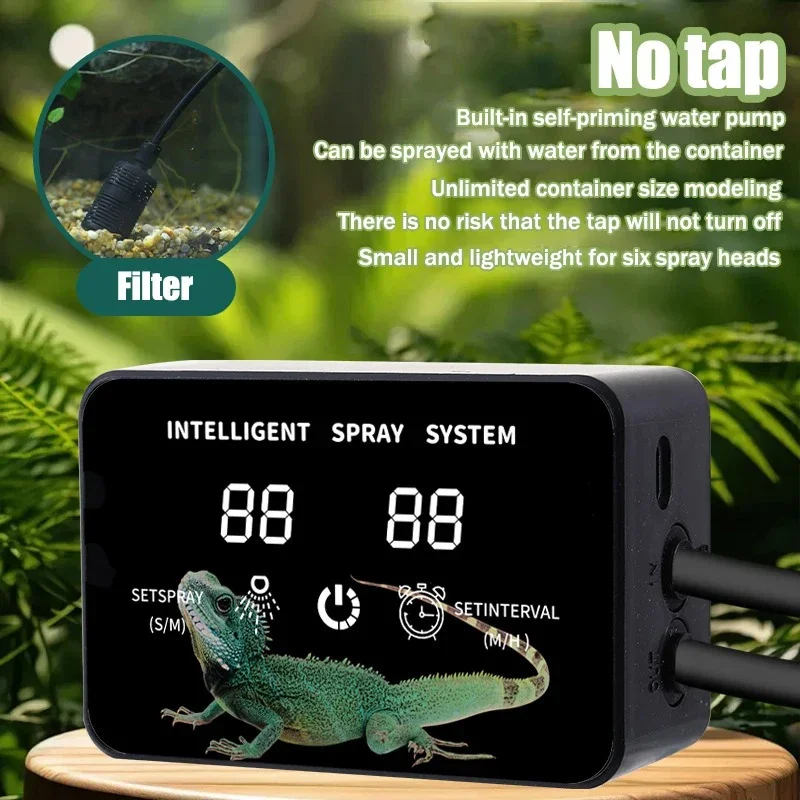Drip Irrigation Kit - Intelligentes Reptilien-Nebelgerät Zeitgesteuertes Sprühsystem Terrarium Regenwald-Befeuchtung