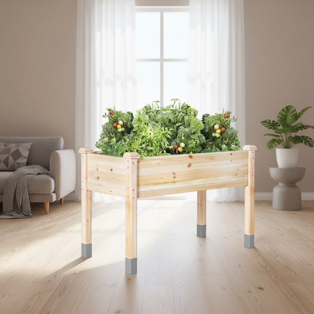 Raised Bed Planter Box - Großer Holz-Hochbeet-Pflanzkasten 48x24x31 Zoll, Robustes Gartenbeet