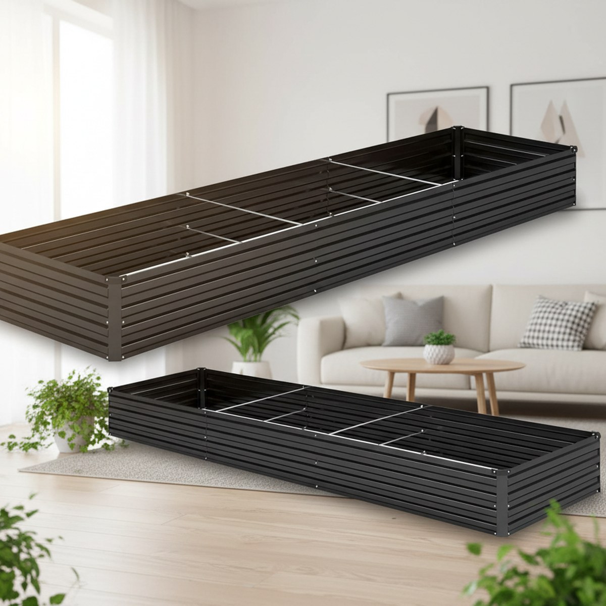 Raised Bed Planter Box - Verzinktes Hochbeet 12ft Rechteckiger Metallpflanzkasten für