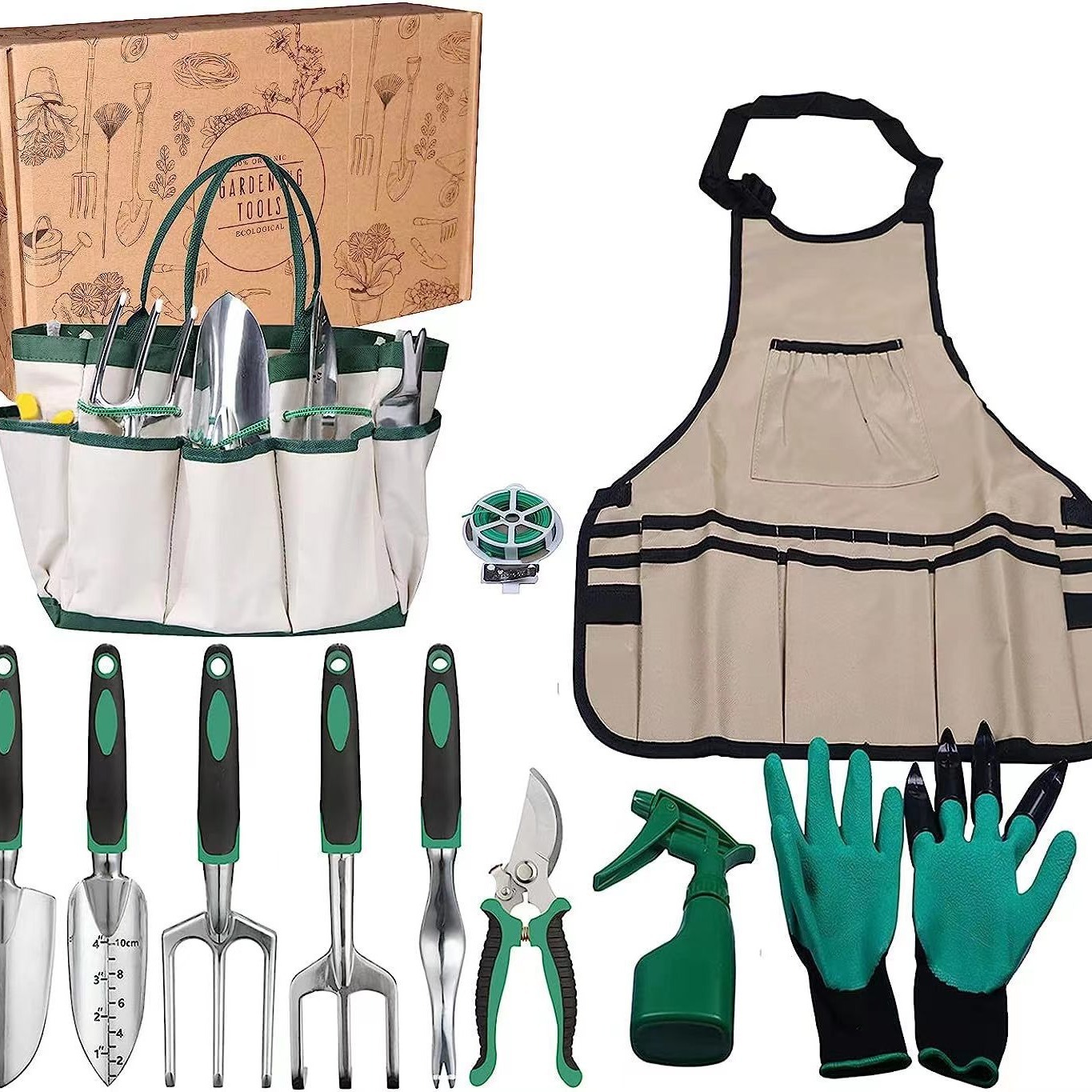 Gardening Tools Rake - 11-teiliges Gartenwerkzeug-Set aus Aluminiumlegierung und Edelstahl