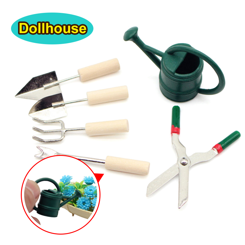 Gardening Tools Vegetables - 1/12 Puppenhaus Simulation Gießkanne Spaten Schere