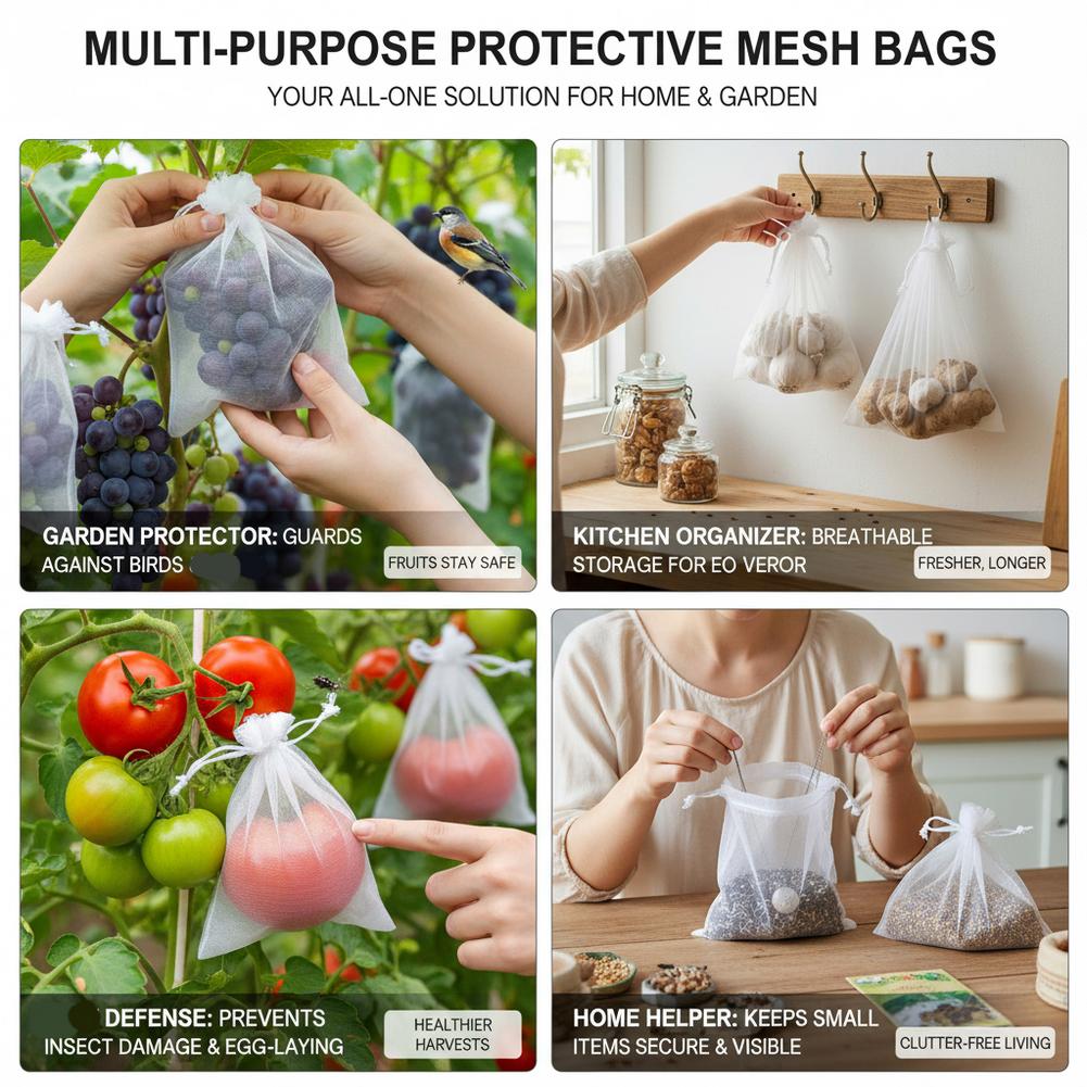 Grow Bags - 50 Stück Garten-Obstschutzbeutel für Trauben, Netzbeutel