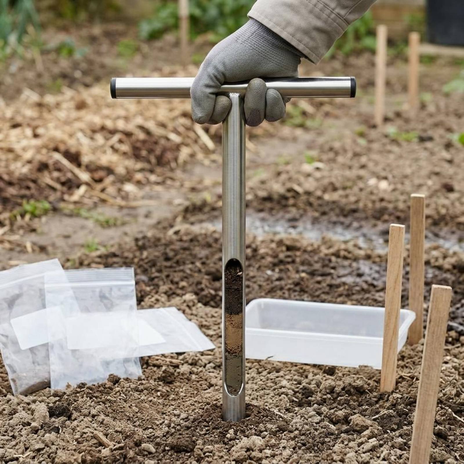 Gardening Tools Uses - Edelstahl-Bodensampler, einfach zu bedienender Bodensampler mit