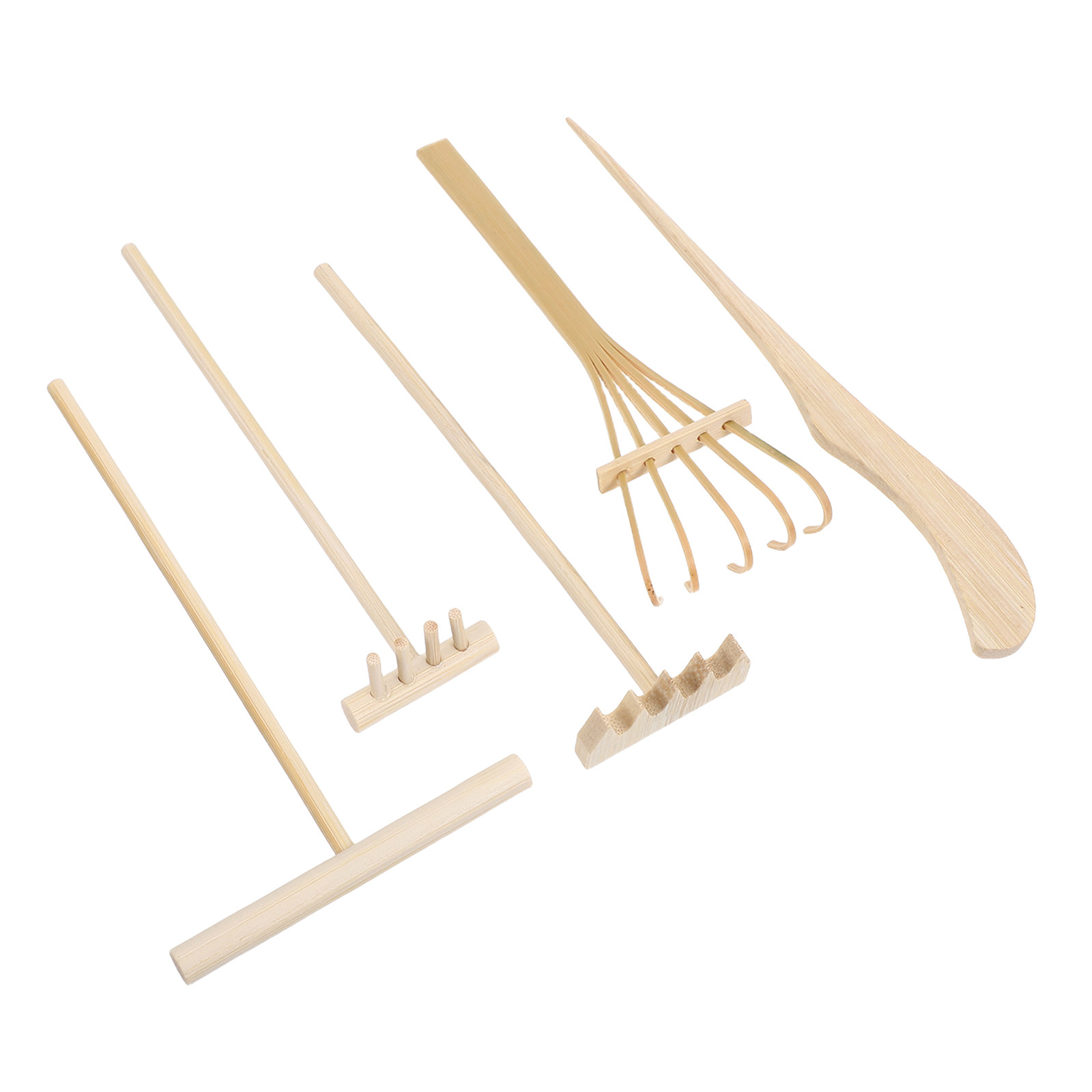 Gardening Tools Rake - 5-teiliges Set Mini-Bambus-Zen-Garten-Rechen, Sandzeichnungsstift, Meditations-Kunstwerkzeug, Sandbox-Zubehör