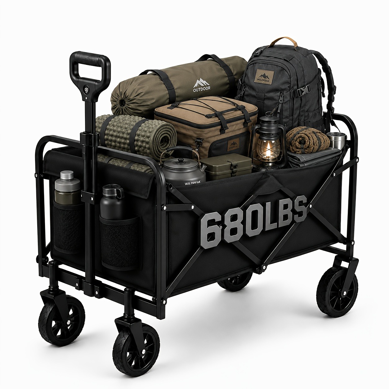 Gardening Tools Store - Robuster, faltbarer All-Terrain-Salonwagen mit Edelstahlrahmen und