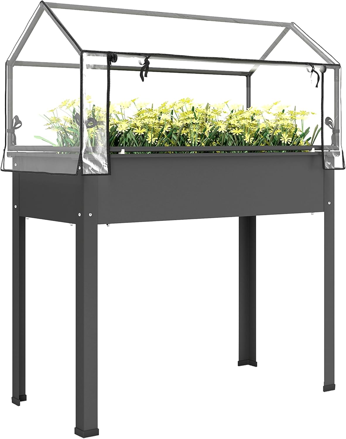 Raised Bed Planter Box - Hochbeet mit Gewächshausabdeckung, erhöhter Pflanzkasten mit