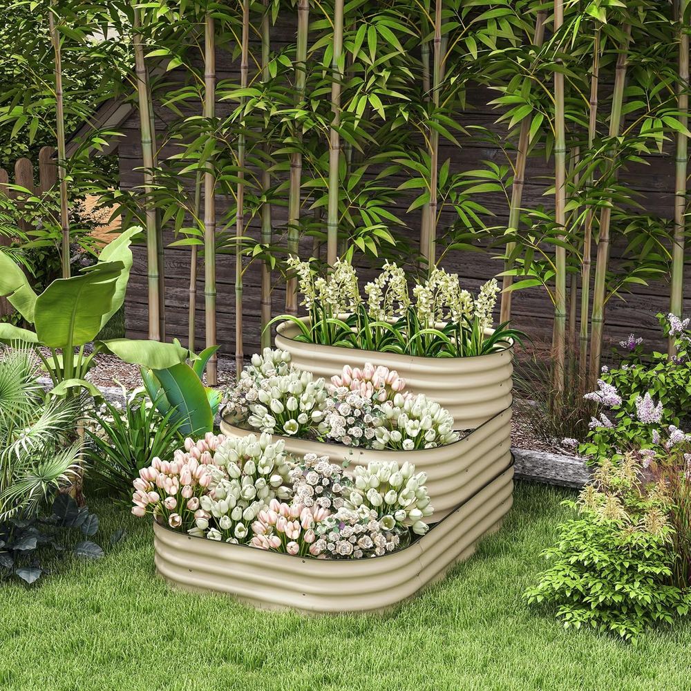 3-stufiges Hochbeet aus Stahl, – Raised Bed Planter Box Bewertung und Preis