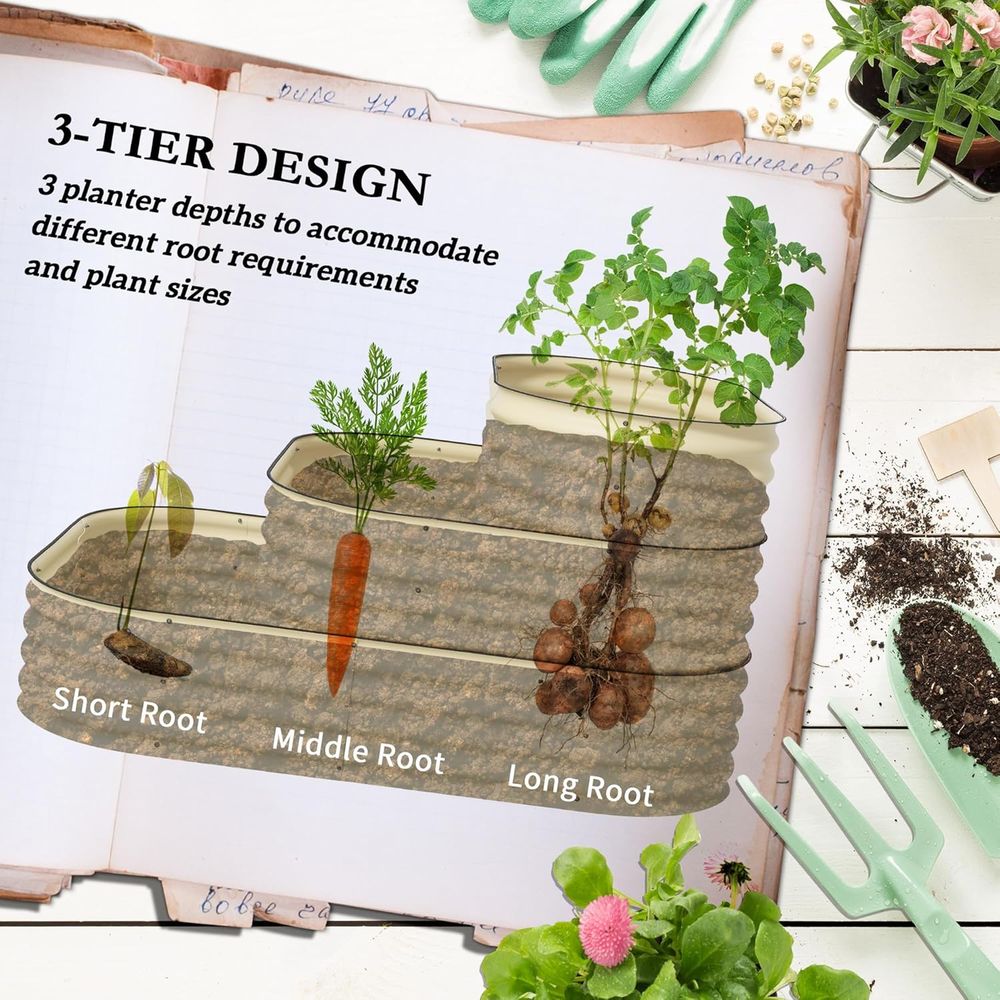 3-stufiges Hochbeet aus Stahl, – Raised Bed Planter Box Bewertung und Preis