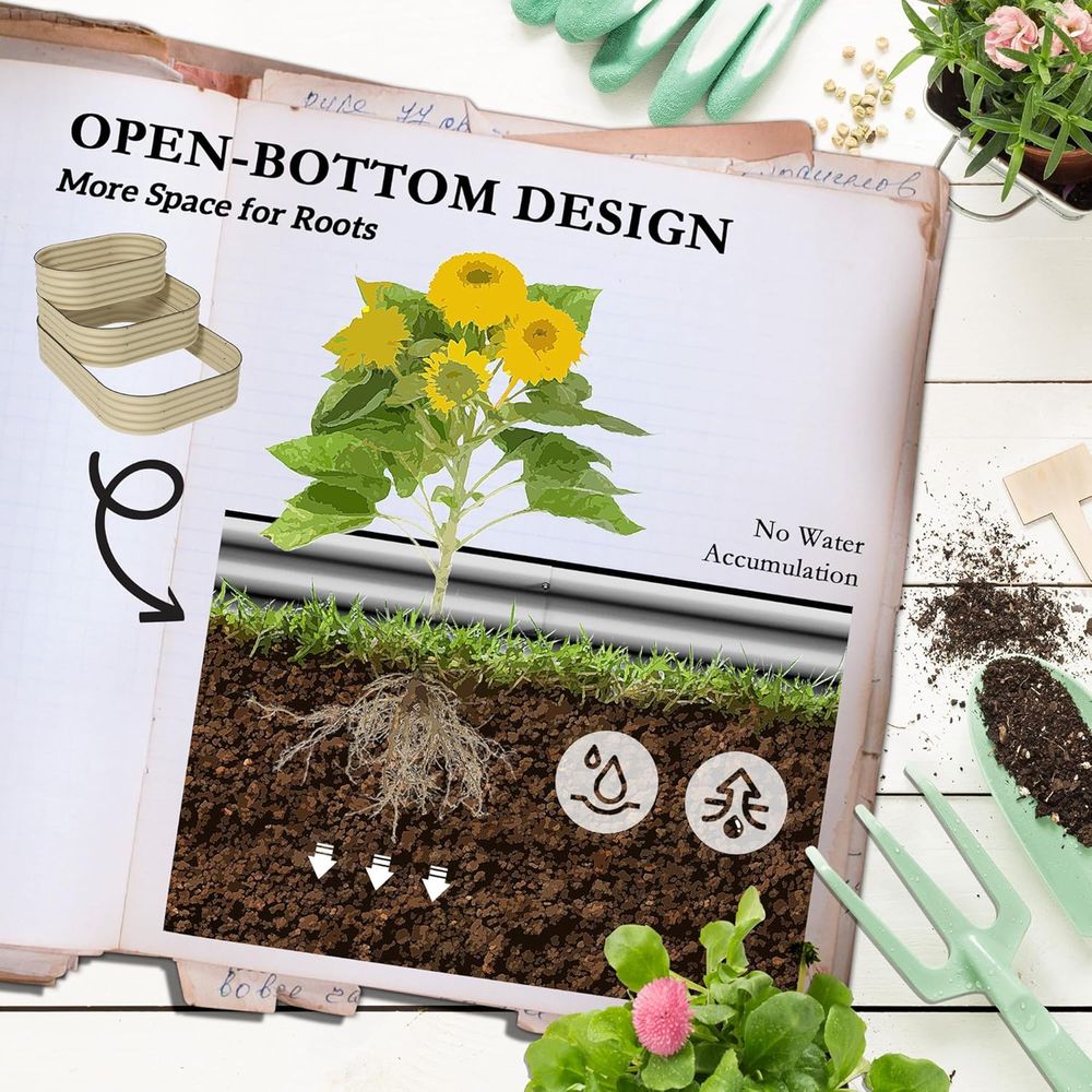 3-stufiges Hochbeet aus Stahl, – Raised Bed Planter Box Bewertung und Preis