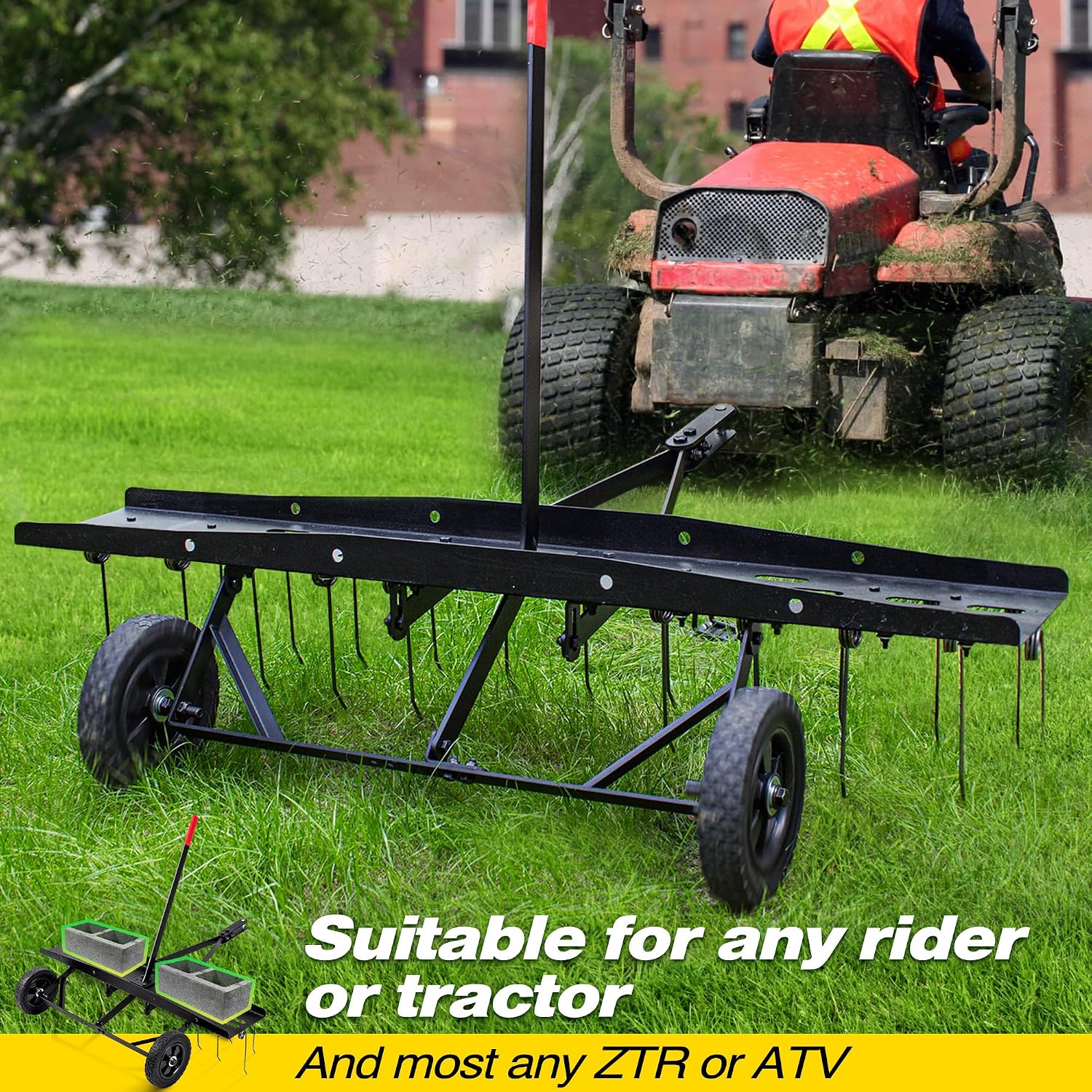 Anhängbare Rasenbelüfter-Bürst – Gardening Tools Rake Bewertung und Preis